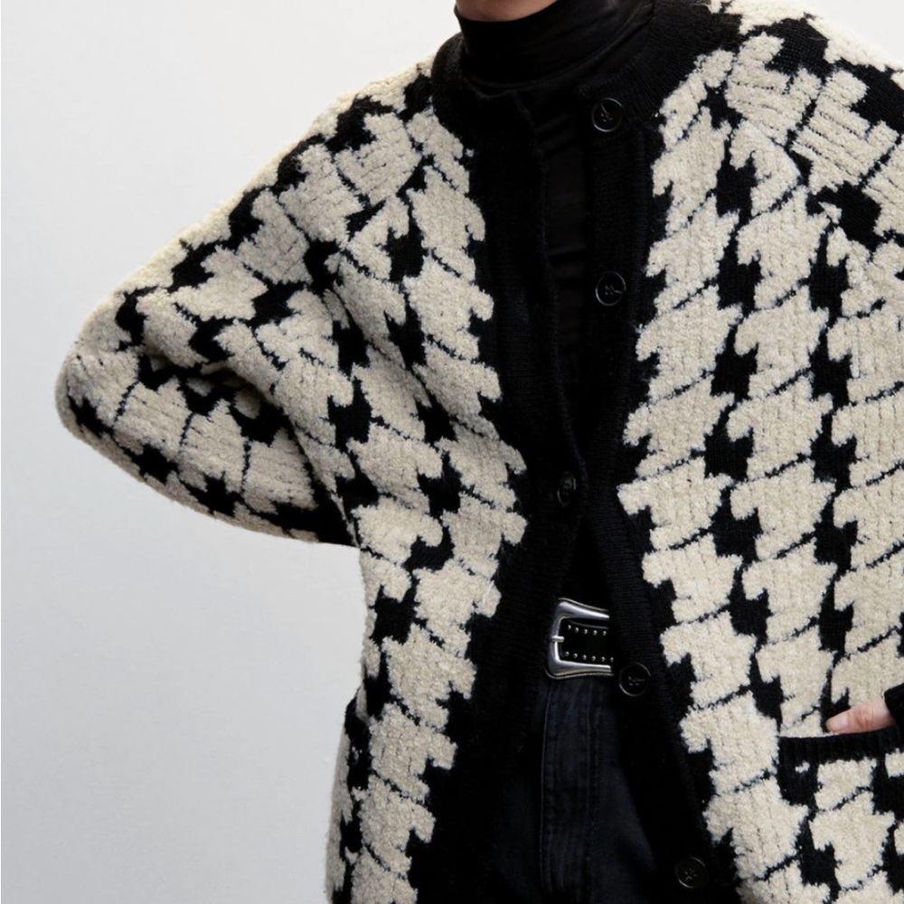 SOLD. Mango Houndstooth Cardigan